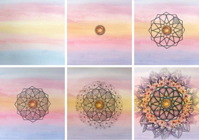 學員作品 - 伊斯蘭晚霞曼陀羅（過程）